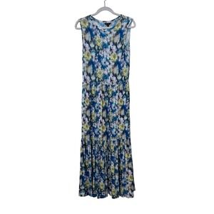SAINT+SOFIA Floral Print Sleeveless Tiered Maxi‎ Dress Pockets Size 6